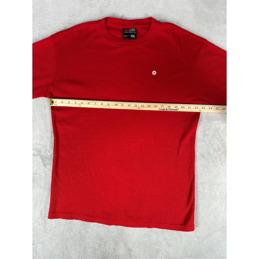 South Pole Y2K Red Thermal Waffle Knit Crewneck Sweater Men's XXL Long Sleeve